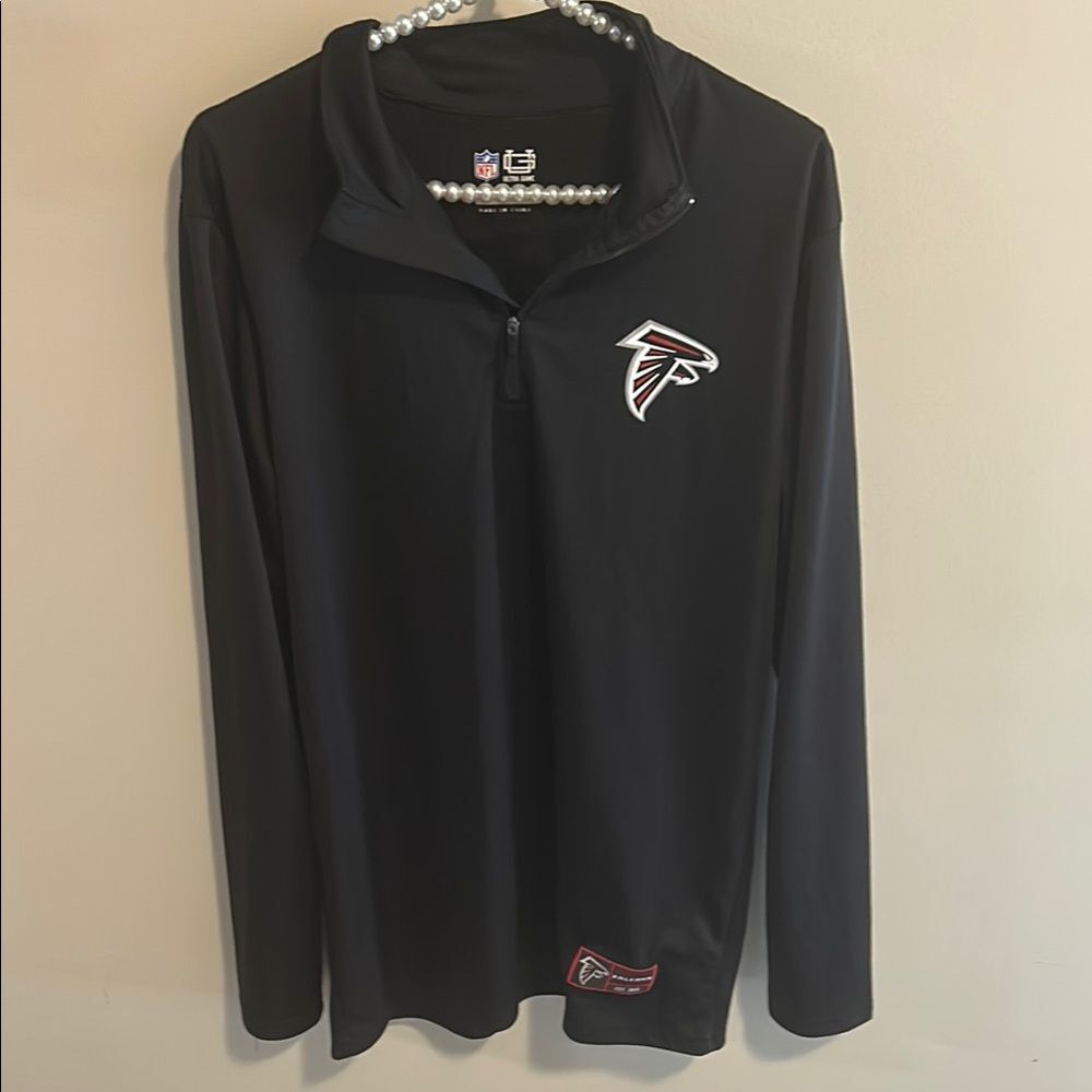 NFL Team Apparel Atlanta Falcons 1/4 Zip Pullover Jacket Black Mens Medium Poly